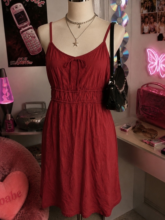 SO Dresses & Skirts - Y2K Red Spaghetti Strap Mini Dress